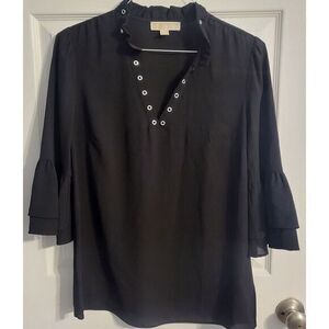 Michael Michael Kors 3/4 Flared Sleeve Black Top Size‎ Medium